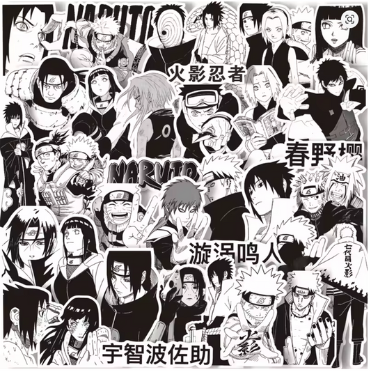 🖤 Stickers Naruto Edición Manga | Pack x10 🍃
