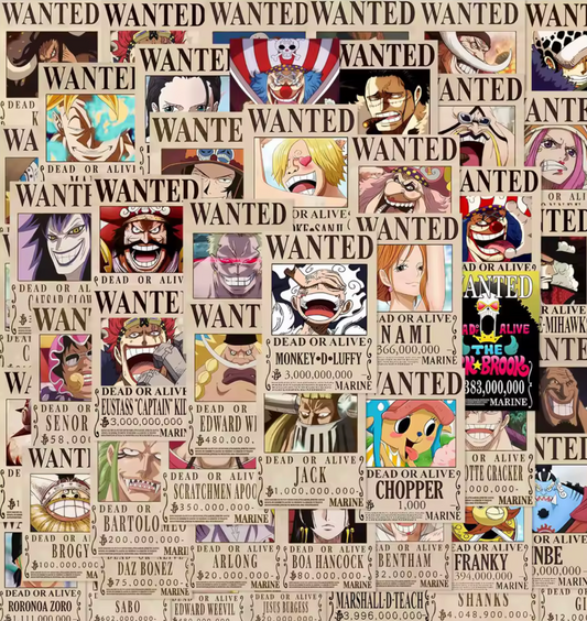 🎌 Stickers "WANTED" – One Piece | Pack x10 🏴‍☠️