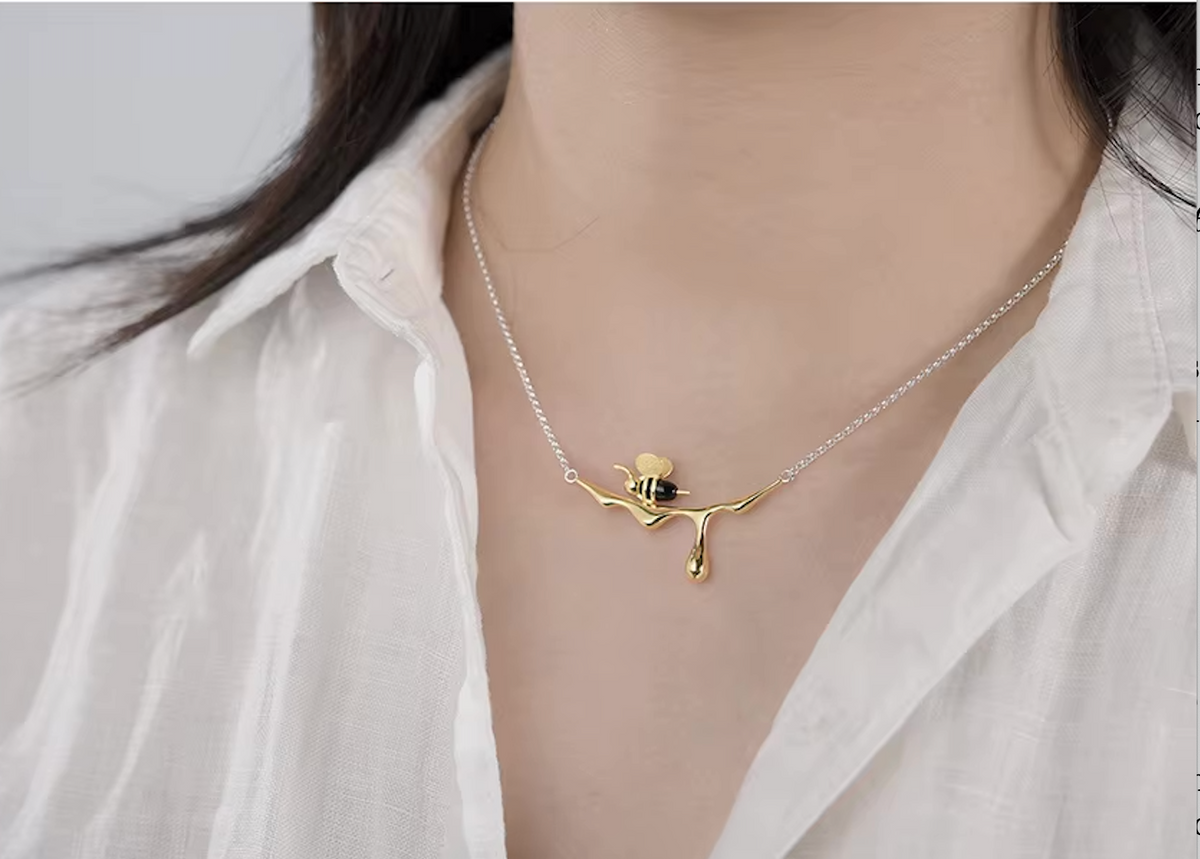 🐝✨Set de Joyería Abeja & Miel en Plata y Oro ✨🍯