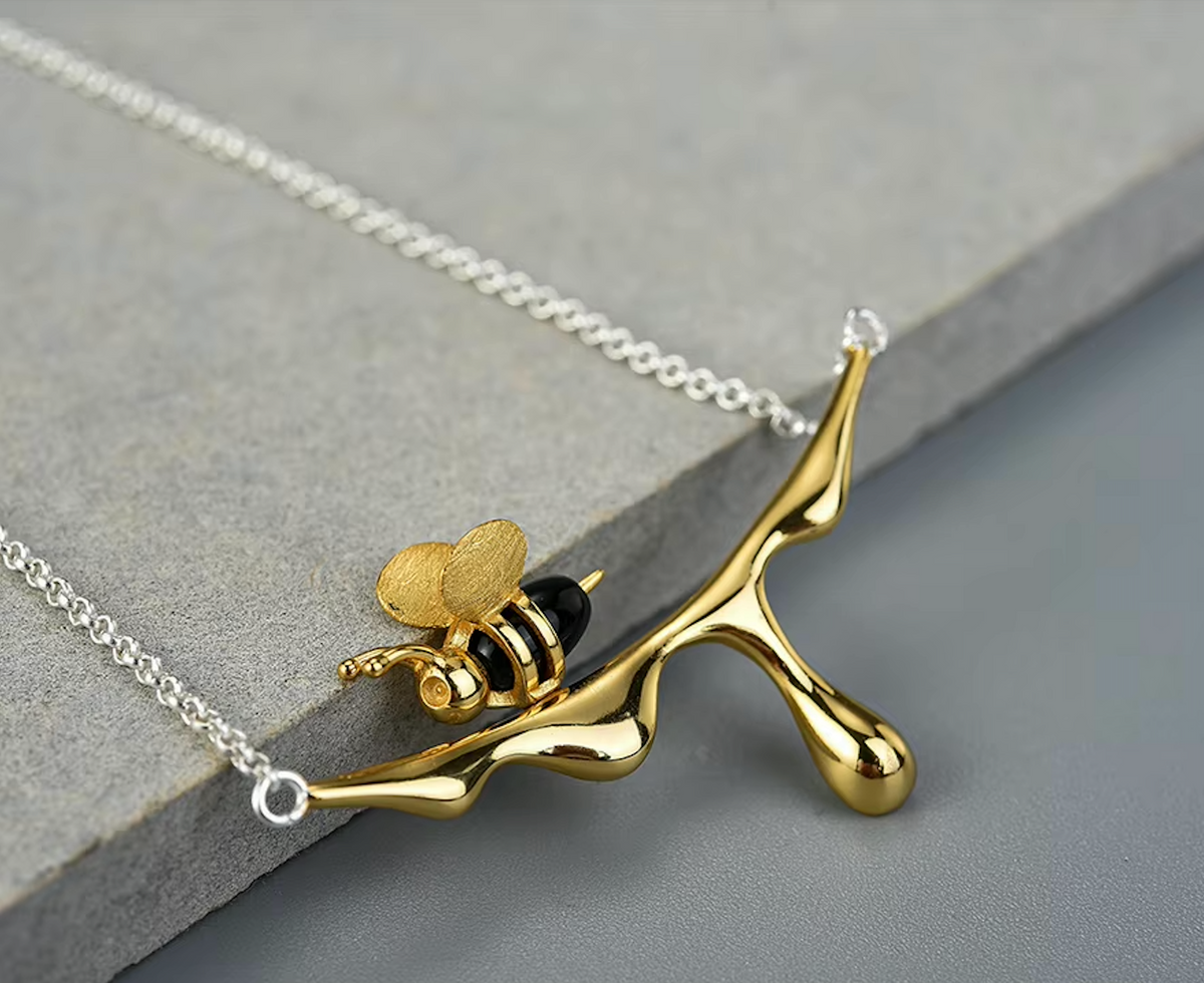 🐝✨Set de Joyería Abeja & Miel en Plata y Oro ✨🍯