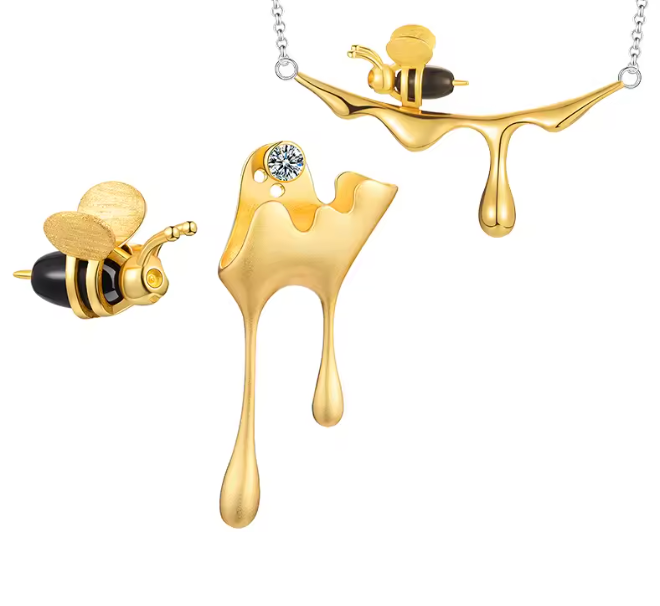 🐝✨Set de Joyería Abeja & Miel en Plata y Oro ✨🍯