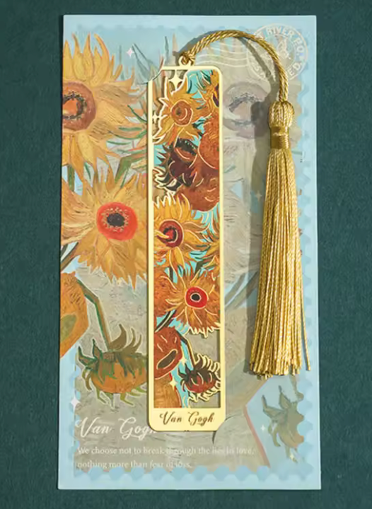 🌻 Separador libro de metal girasol de Van Gogh 🌻