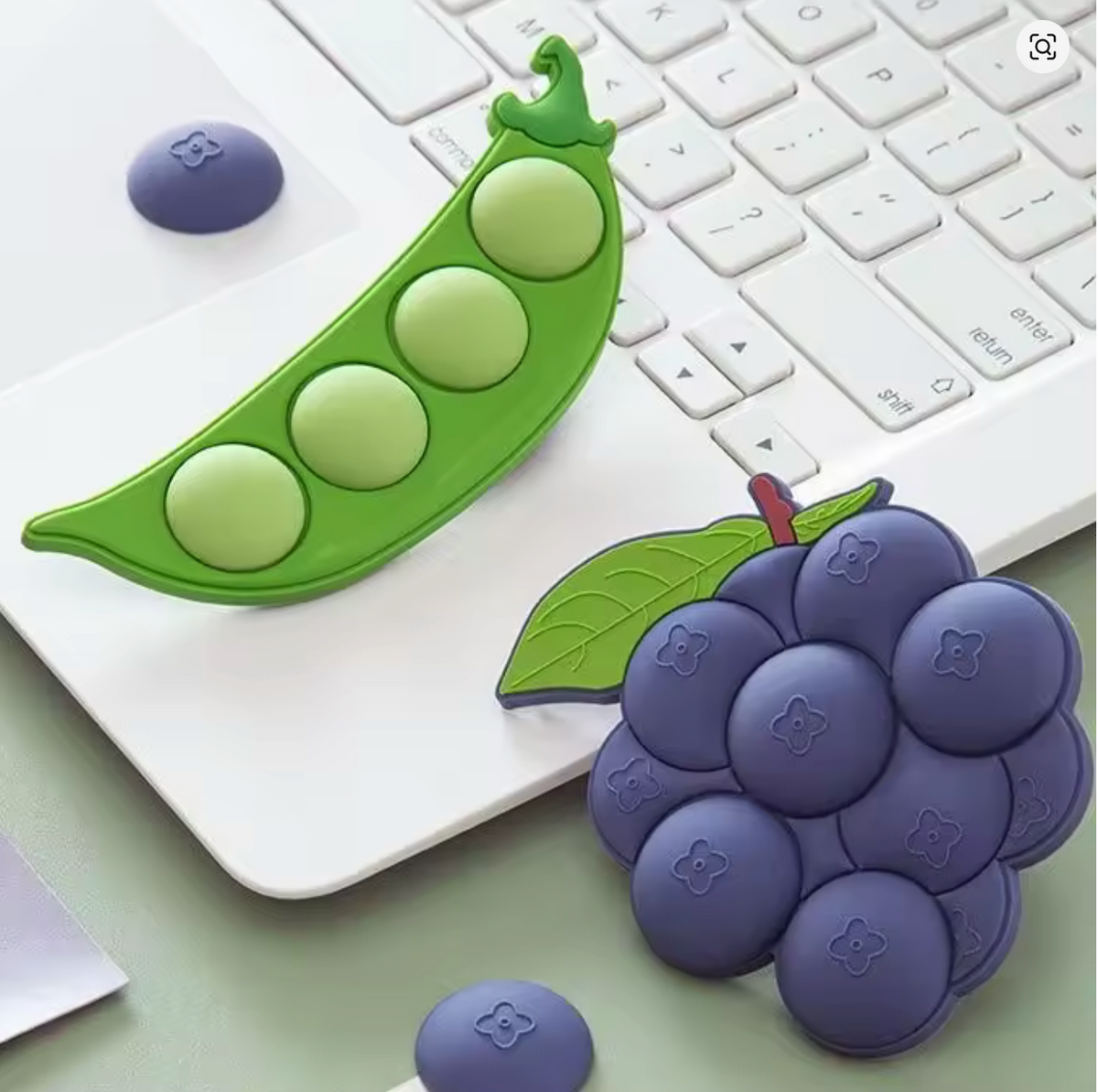 Set Imanes Desmontables Frutales 🍇🌿 | Uvas y Arvejas para Notas en la Nevera