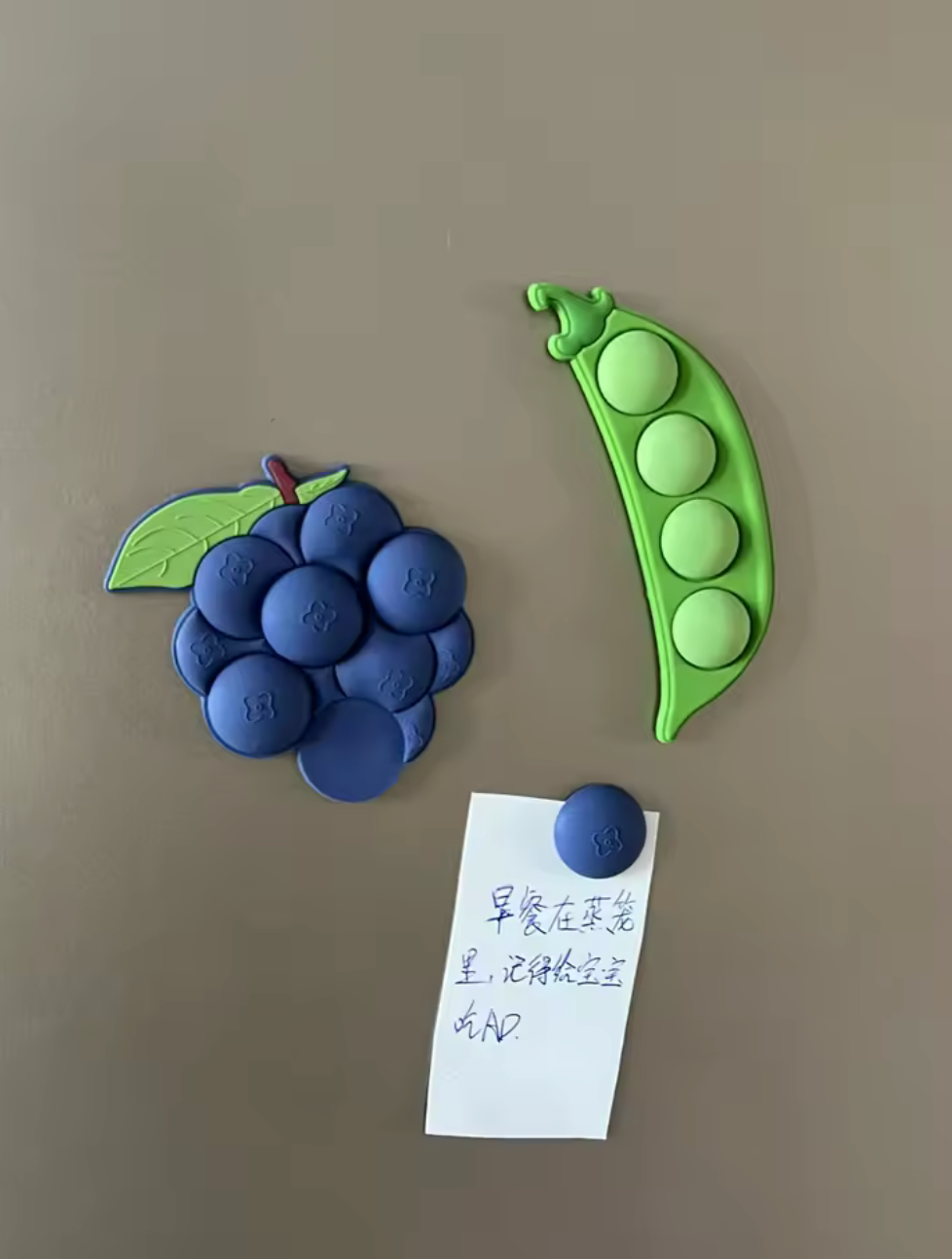 Set Imanes Desmontables Frutales 🍇🌿 | Uvas y Arvejas para Notas en la Nevera